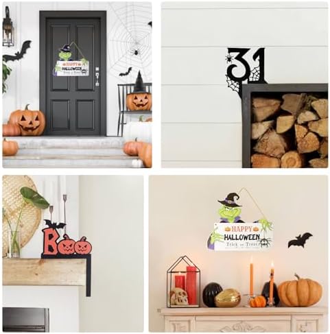 3PC Wooden Halloween Signs Front Door Wreath Decor