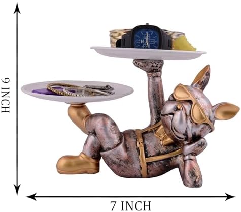 Cute Resin Cool Dog Sculpture Storage Tray