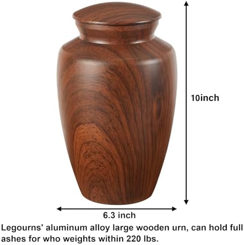Nyutu Urn for Ashes 10 Inch Aluminum Wood Cremation Urn