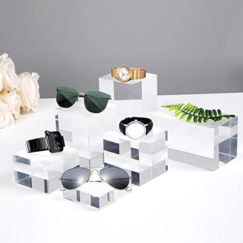 Clear Polished Acrylic Cube Photo Props 3Pcs Display Riser