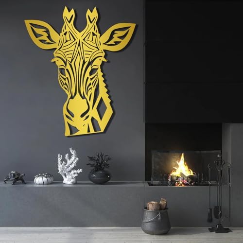 Stylish Giraffe Metal Wall Art Decor - Black 19x16