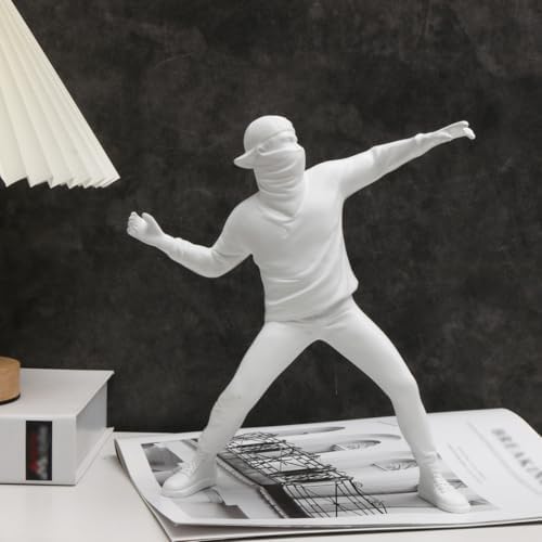 Modern White Flower Thrower Resin Sculpture
