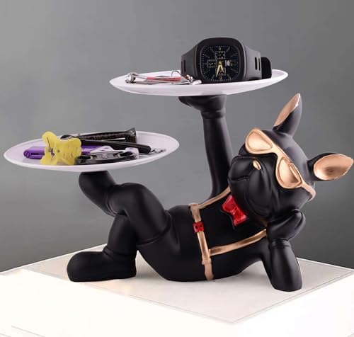 Sivani Cool Dog Sculpture with Plate Home Decor Showpiece