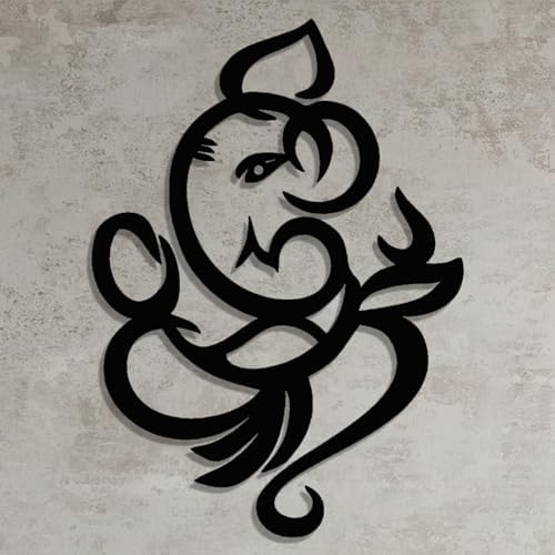Ganesha Metal Wall Art Decor 47x34cm Black