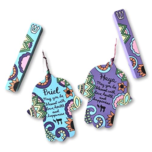 Personalized Hamsa and Mezuzah Jewish Gift Set