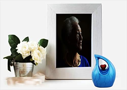 Heart of Love Cremation Urn Elegant Memorial Keepsake Blue Red 4 oz