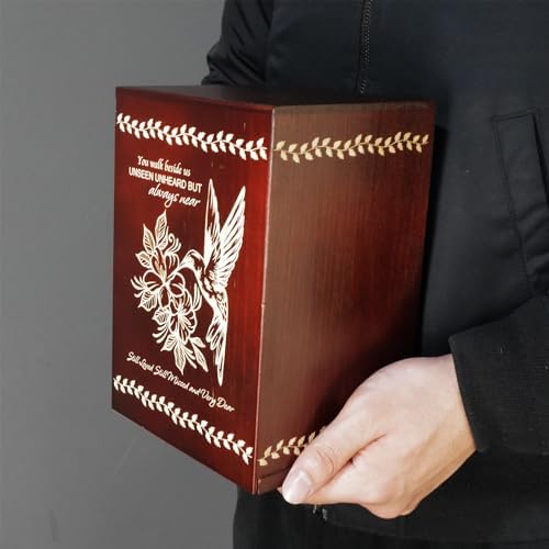 Wooden Cremation Urn with Hummingbird Design Eco-Friendly and Elegant