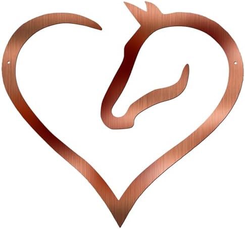 Antique Copper Horse Heart Wall Sculpture Decor