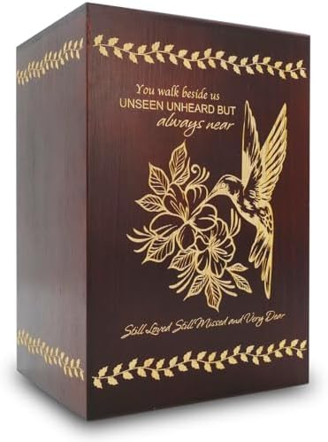 Wooden Cremation Urn with Hummingbird Design Eco-Friendly and Elegant