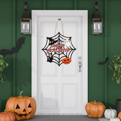 2PACK Halloween Door Sign with Spider Web and Pumpkin Design