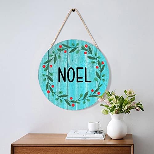 Farmhouse Door Hanger Christmas Wreath Wood Sign 12x12in