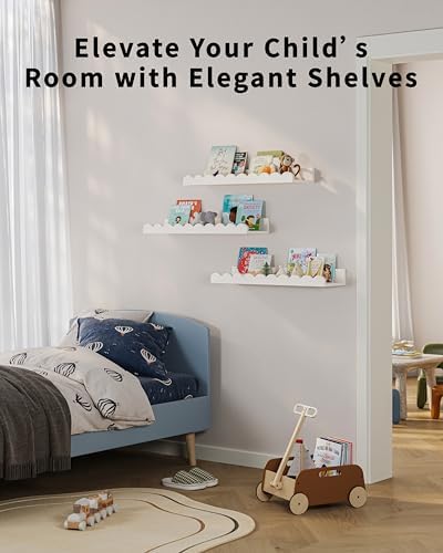 GW Gruwald Set of 3 Floating Book Shelves for Kids Room