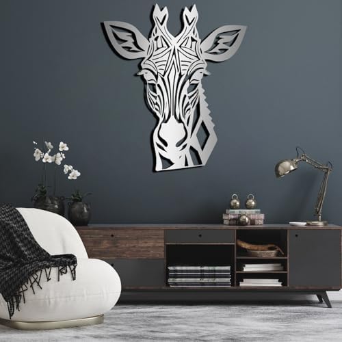 Stylish Giraffe Metal Wall Art Decor - Black 19x16