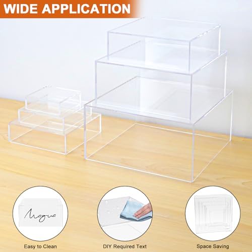 Hylebor 6Pcs Clear Acrylic Display Risers for Buffet and Party Use