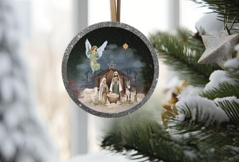 Michelles aDOORable Creations Christmas Nativity Round Metal Wreath Sign