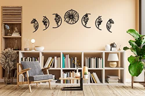Moon Flower Metal Art Wall Sculpture Black