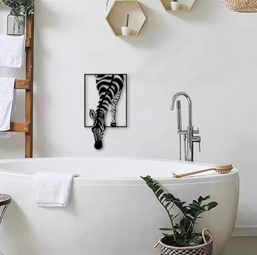 Huspox 3D Zebra Wall Art Decor Metal 40x23cm