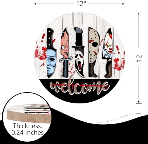 Welcome Halloween Knife Front Door Sign