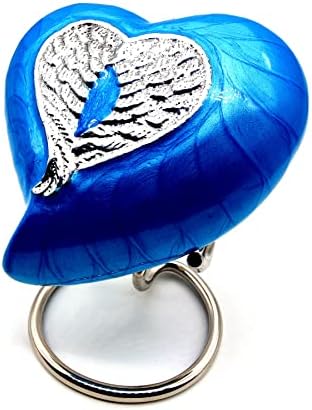 Handcrafted Heart Urn with Angel Wings for Human Ashes