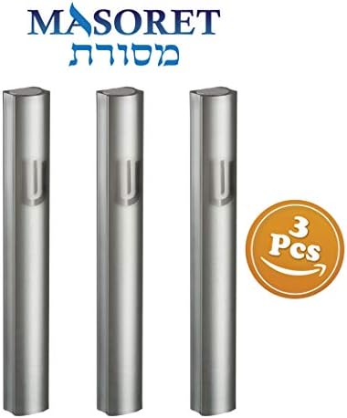 MASORET 3-Piece Aluminum Mezuzah Scroll Holder Case
