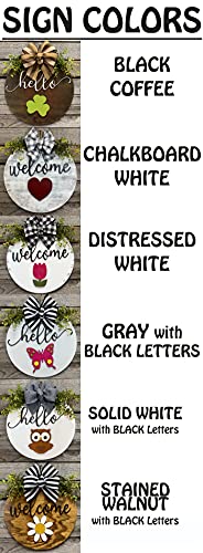 Custom Interchangeable Door Hanger Wreath Welcome Bow Sign 14 Round