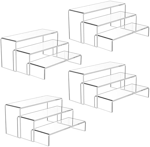 Goabroa 12 Pcs Clear Acrylic Risers Display Stands 3 Tiers