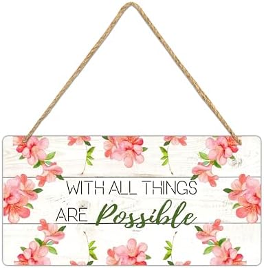 Welcome Wreath Door Hanger with God All Things Are Possible Sign