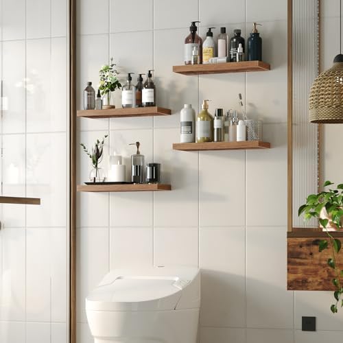 HOOBRO Floating Shelves for Wall Set of 2 236 Inch Rustic Brown