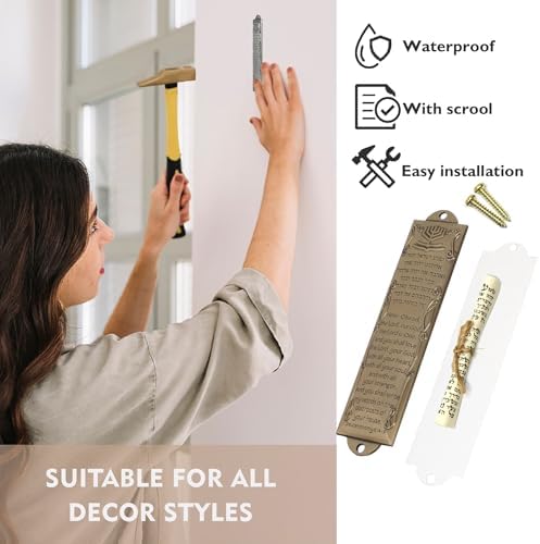 CAMATET Mezuzah Scroll with Metal Case 2 Pcs
