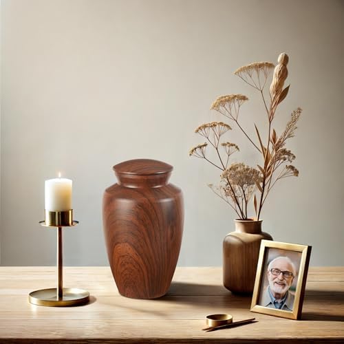 Nyutu Urn for Ashes 10 Inch Aluminum Wood Cremation Urn