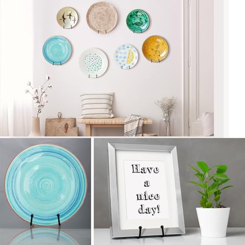 8 Pcs Metal Wall Mount Plate Display Stands Black Easel Holders