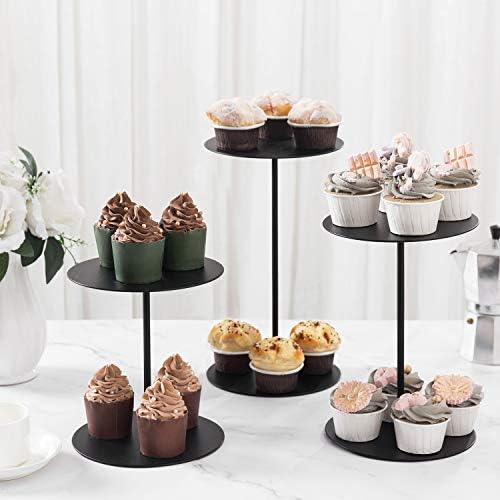 MyGift Decorative Black Metal Cupcake Stand Set of 3