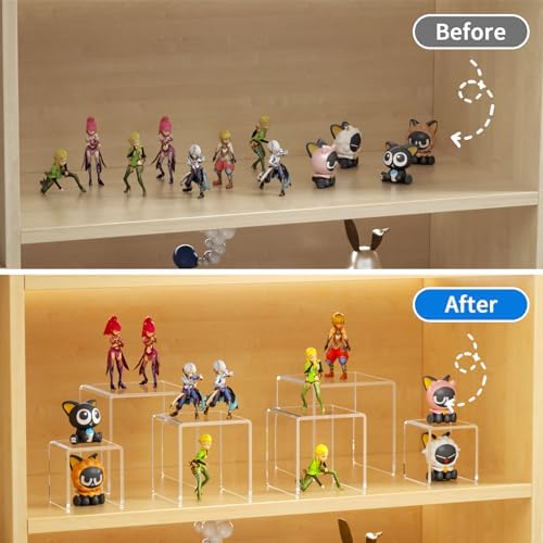 NIUBEE Acrylic Display Riser Stands 2 Sets 3 Steps