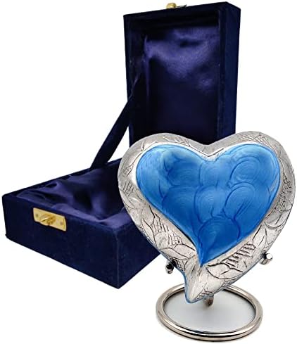 Sky Blue Heart Cremation Urn - Mini Ash Urn for Memorial Keepsake
