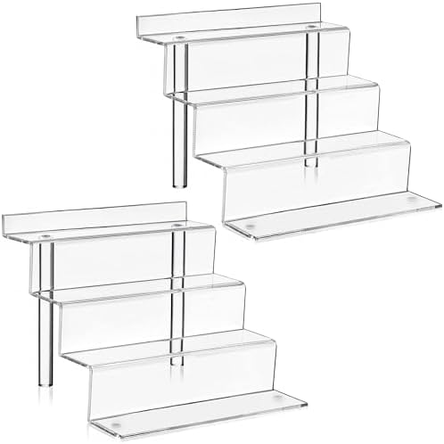2 Pack Acrylic Display Risers 4 Tier Shelf Stand