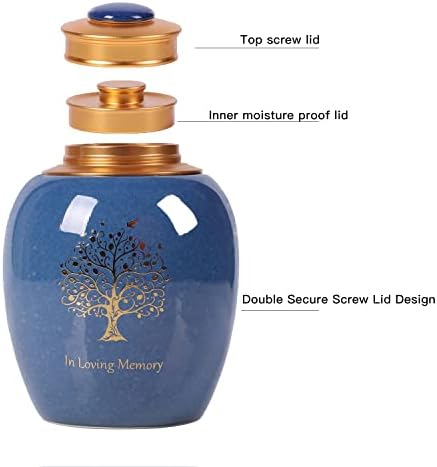 Medium Ceramic Urn for Human Ashes - Tree of Life Design