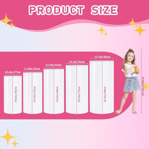 Vincidern 5PCS White Cylinder Pedestal Stand for Events
