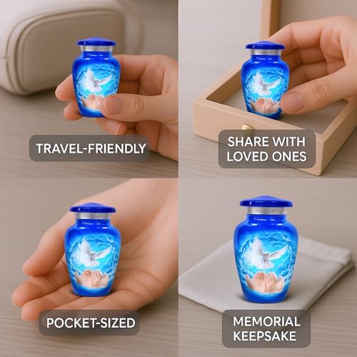 Eternal Love Dove Cremation Urn Set of 6 with Large Urn and Necklace