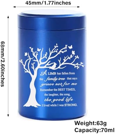 RIPFEVURN Mini Cremation Urn 275 Inch Blue Butterfly Design
