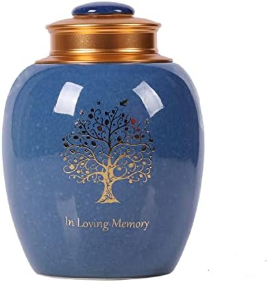 Medium Ceramic Urn for Human Ashes - Tree of Life Design