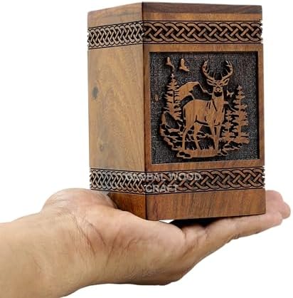 Handmade Rosewood Deer Urn Small 40 Cubic Inches