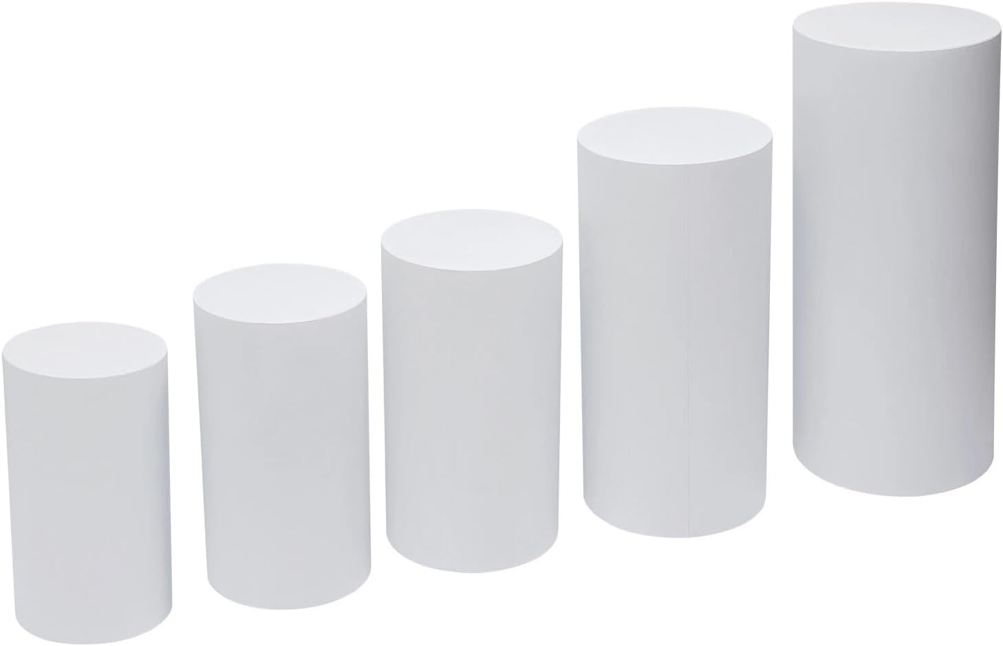 Ringmaster 5Pcs White Metal Cylinder Pedestal Stands for Party
