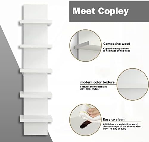 5 Tier Wall Shelf Unit White Vertical Floating Shelf 55