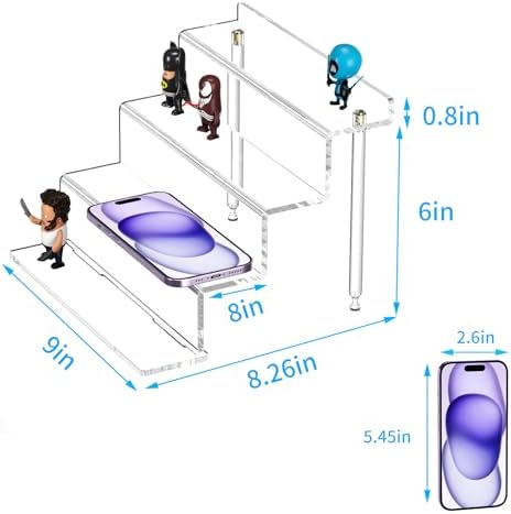 NIUBEE Acrylic Riser Display Shelf 4 Tier 9 Inch