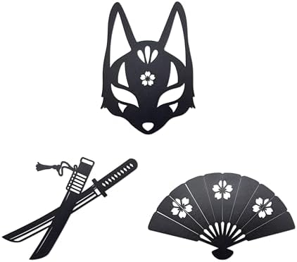 Vausart Japanese Wall Decor Set 3pcs Matte Black