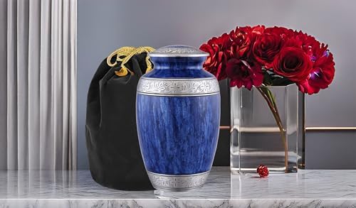 Elegant Blue Cremation Urn for Adult Ashes