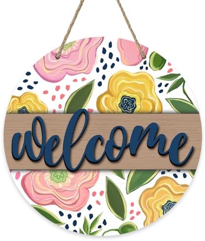 Welcome Spring Summer Flower Front Door Sign
