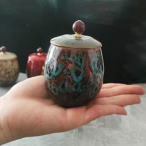 Small Ceramic Urn for Human Female Cremation Blue