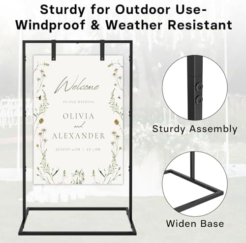 Wedding Welcome Sign Stand with Custom Design and Leather Straps