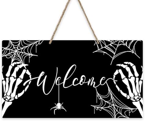 Welcome Halloween Gothic Skeleton Hands Front Door Sign